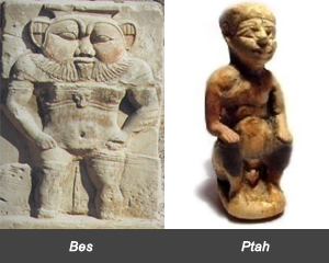 Image of two egyptian dwarf gods Bes and Ptah